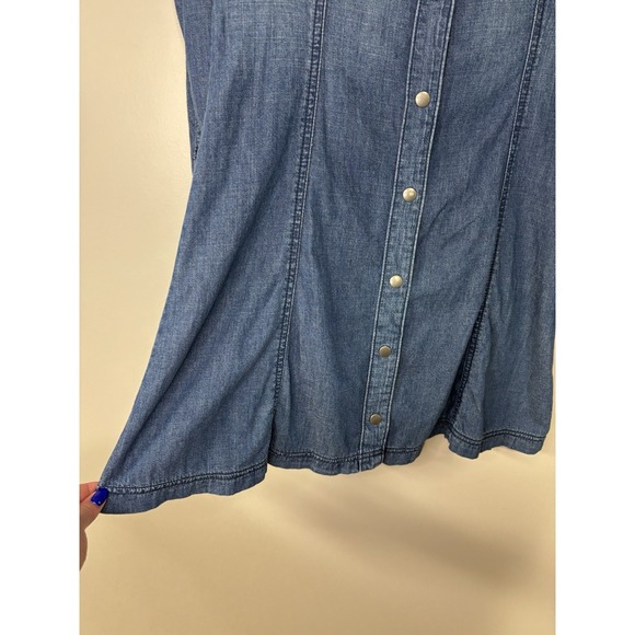 Abercrombie And Fitch Dress Womens Long Sleeve Denim Jean Mini Y2K Snap Flare - Picture 3 of 10